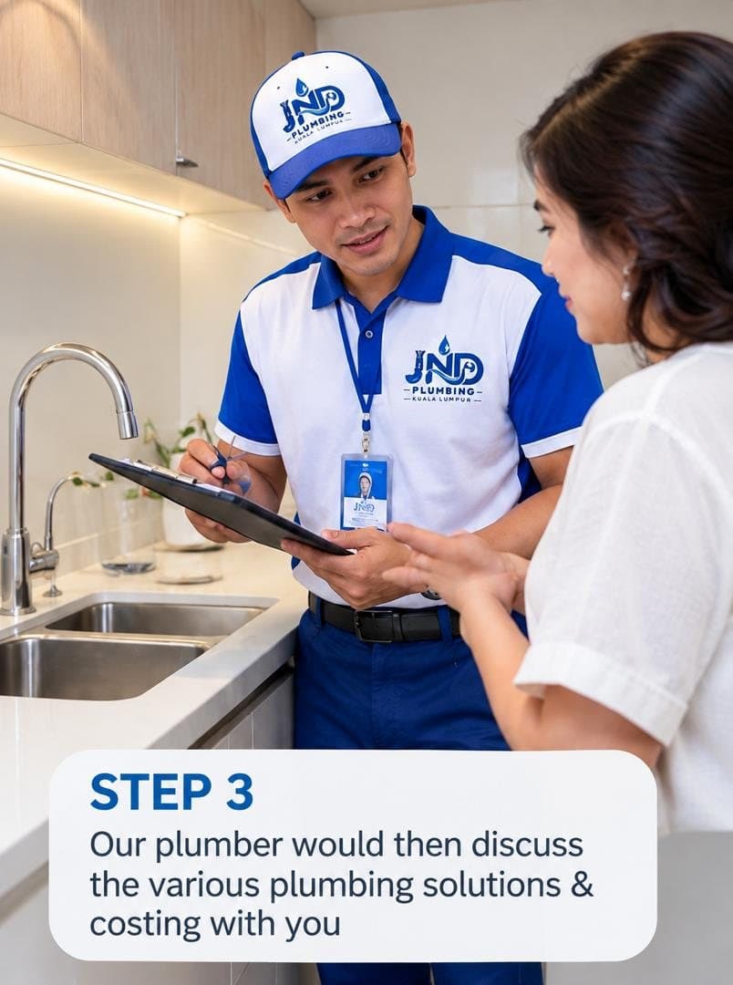 Step 3: Our plumber discusses the plumbing solutions and costing with you.